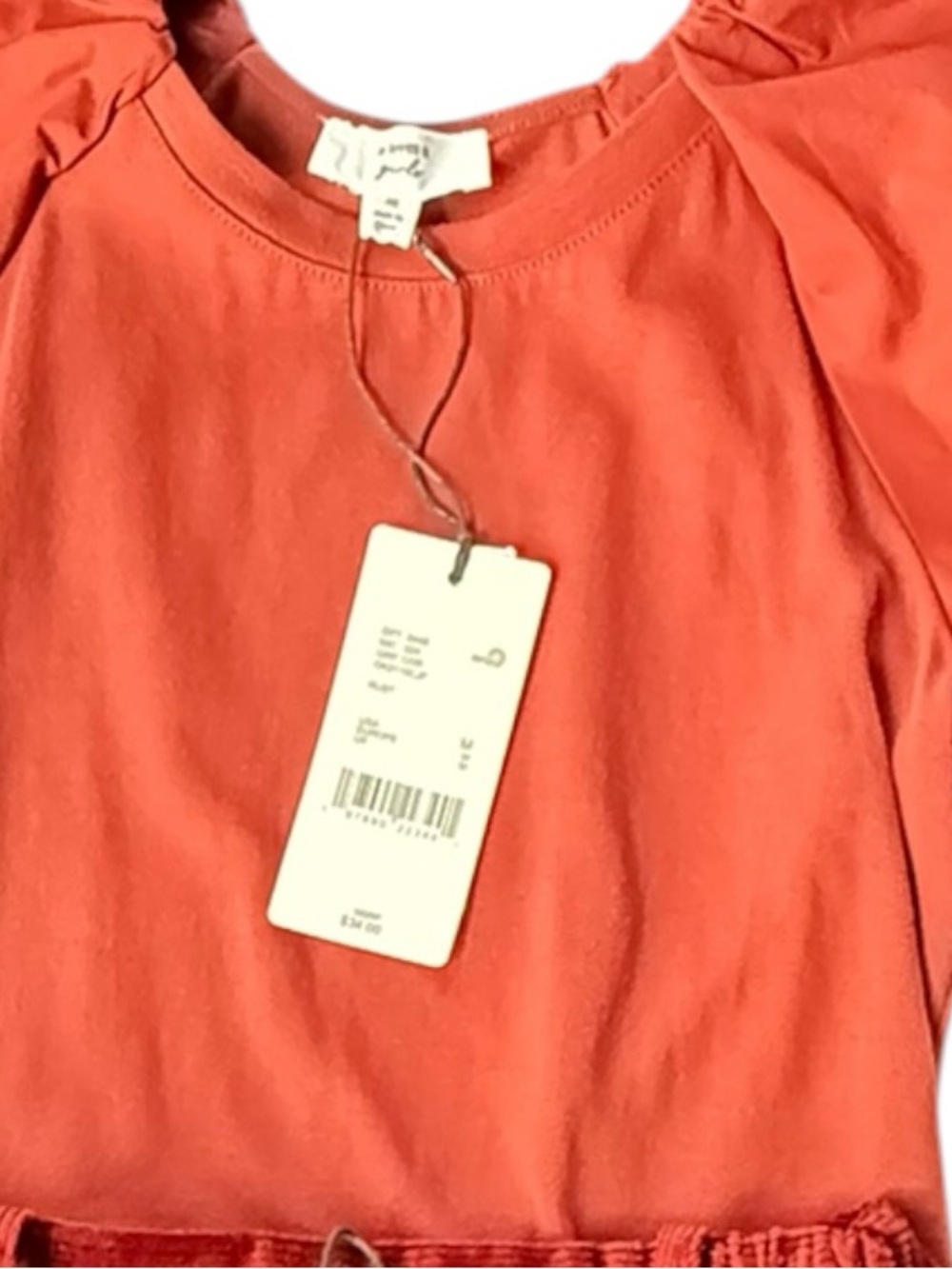 A Loves A Girls Puff Sleeve Top Kids Rust Crew Neck Cotton M 10/12Y - Picture 7 of 7